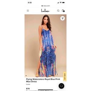 Lulu’s Flying Watercolors Royal Blue Print Maxi Dress